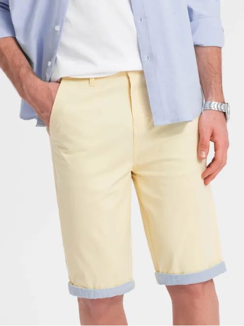Žluté chinos kraťasy s lemem V7 W421