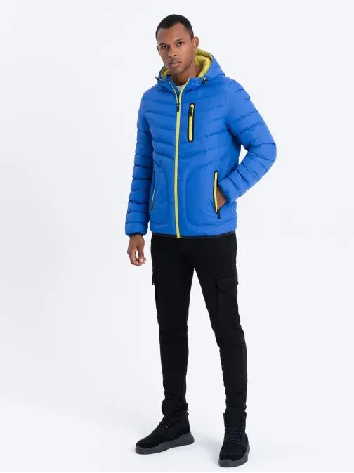 Modrá stylová pánská bunda  V4 OM-JALP-0118