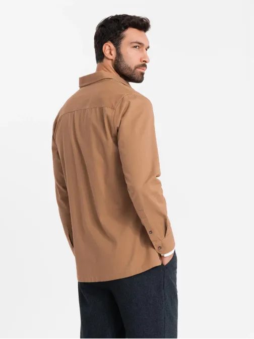 Ležérní kamelová košile s kapsami na knoflíky V2 SHCS-0146