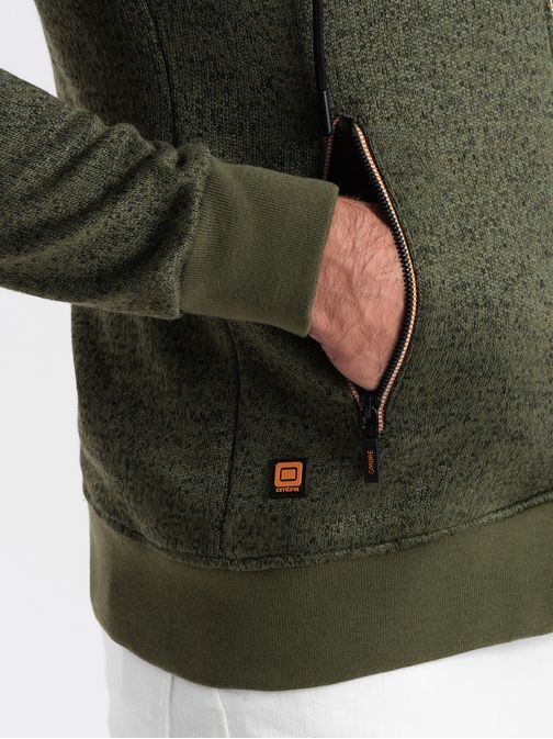 Trendy olivová mikina s kapucí B1425-V2