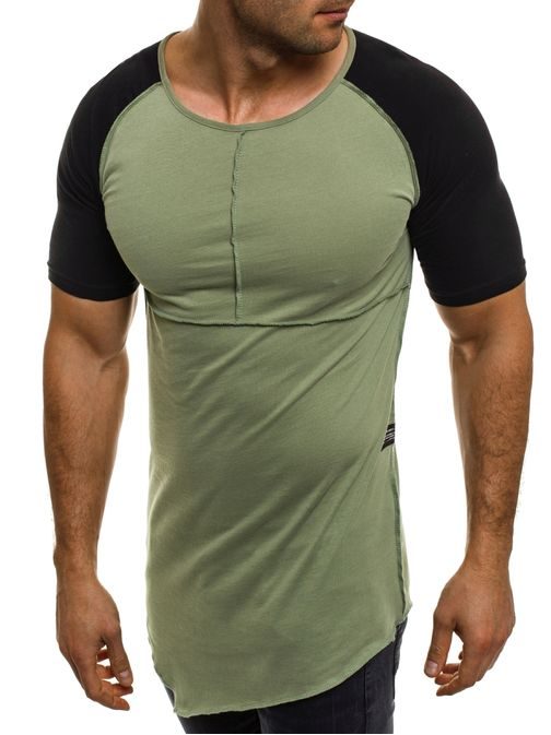Prodloužené pánské moderní zelené tričko ATHLETIC 1112