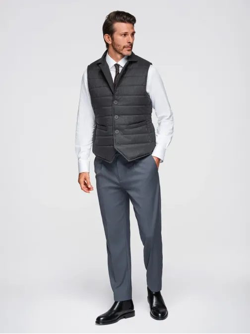 Pánská grafitová prošívaná elegantní vesta V1 JAVJ-0275
