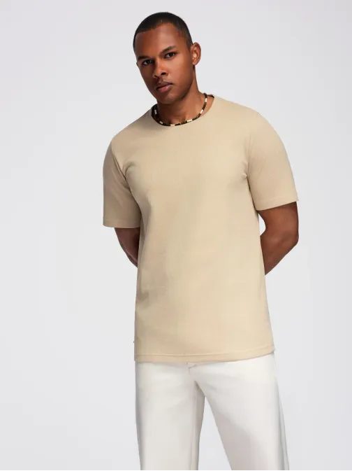 Pletené pískové pánske tričko V2 TSCT-0197