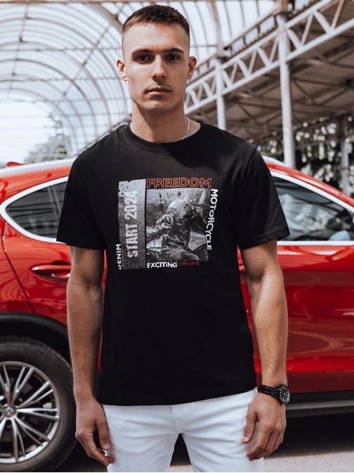 Trendy černé tričko s výrazným nápisem