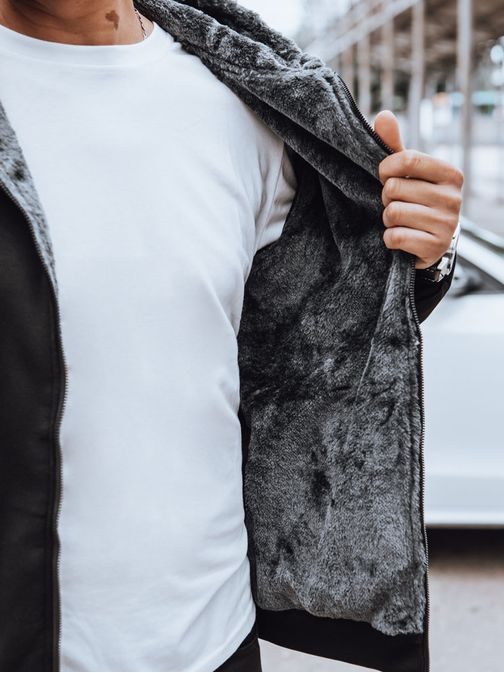 Trendy černá zateplená mikina s kapucí