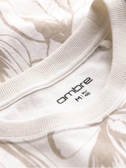 Béžové tričko s motivem listů V1 TSFP-0180