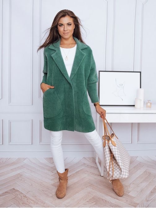 Neobyčejný zelený dámský kabát Ala Alpaka Rita