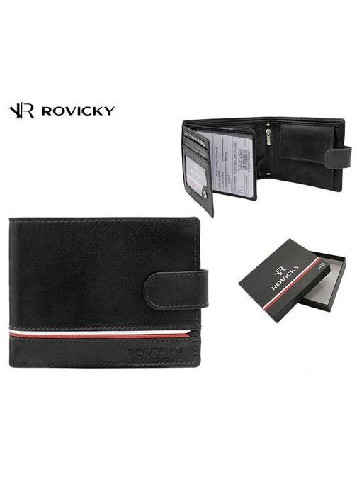 Černá kožená pánská peněženka s přezkou