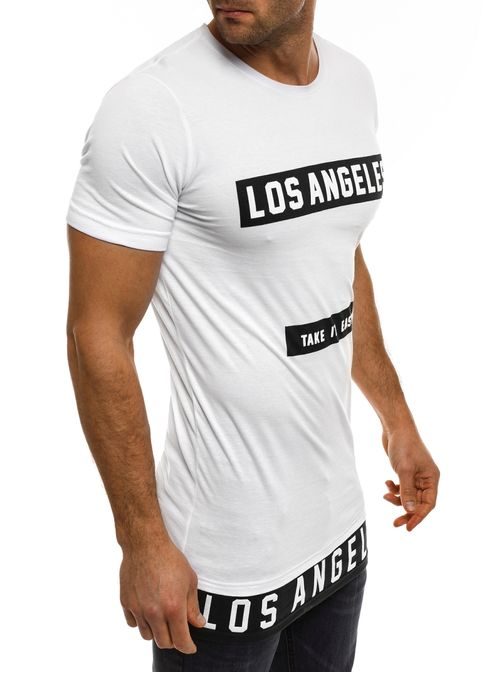 Moderní bílé pánské tričko LA ATHLETIC 1096