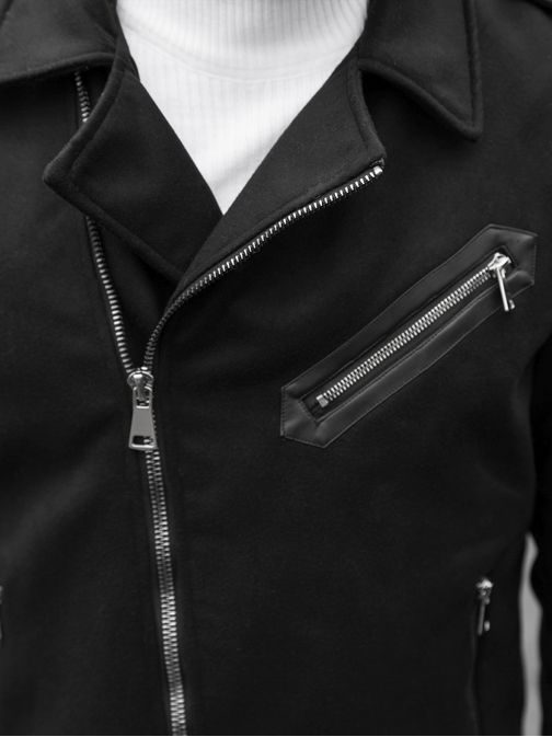 Trendy bunda v černé barvě ramoneska JS/M15501