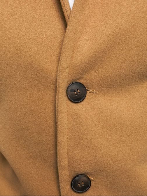 Úžasný béžový kabát s kontrastním límcem STEGOL KK501