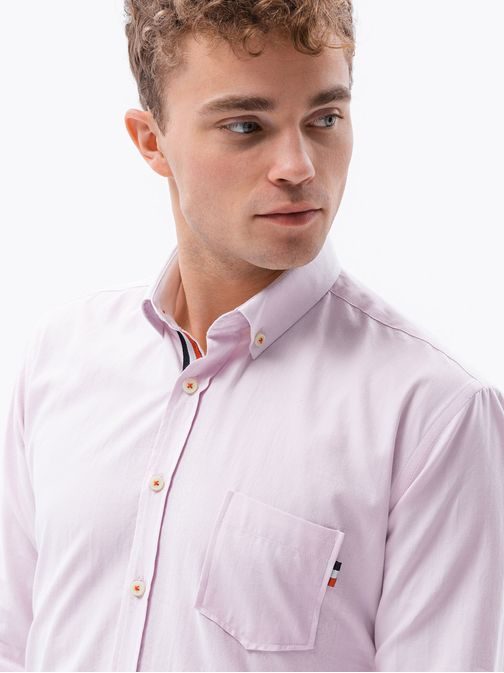 Stylová růžová košile s dlouhým rukávem K643