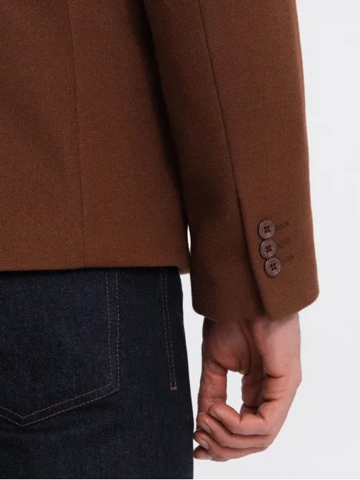 Trendy tmavě hnědé pánské sako V1 BLZB-0118