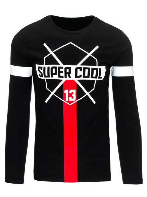 Černé moderní tričko s potiskem SUPERCOOL