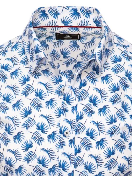 Bílá košile s modrým trendy vzorem