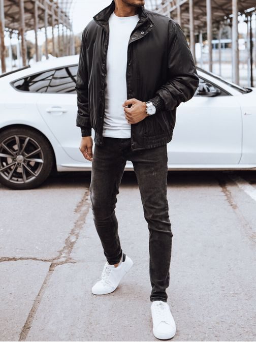 Černá přechodná bunda moderního designu