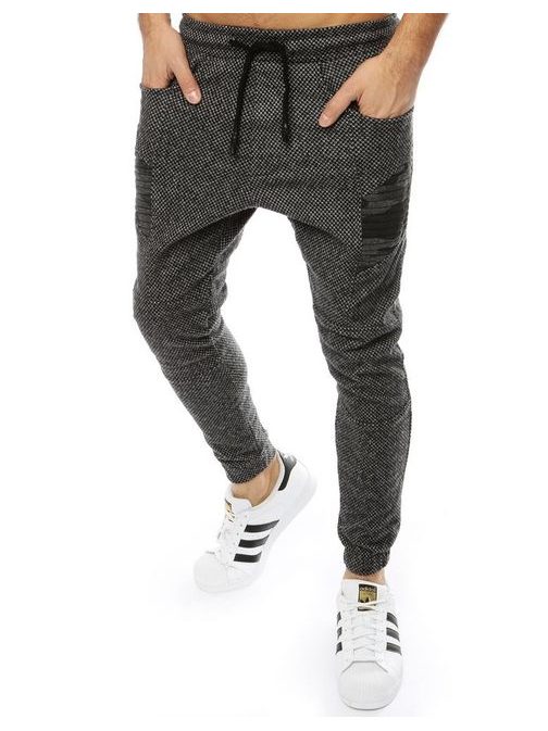 Tmavě šedé jedinečné trendy jogger kalhoty