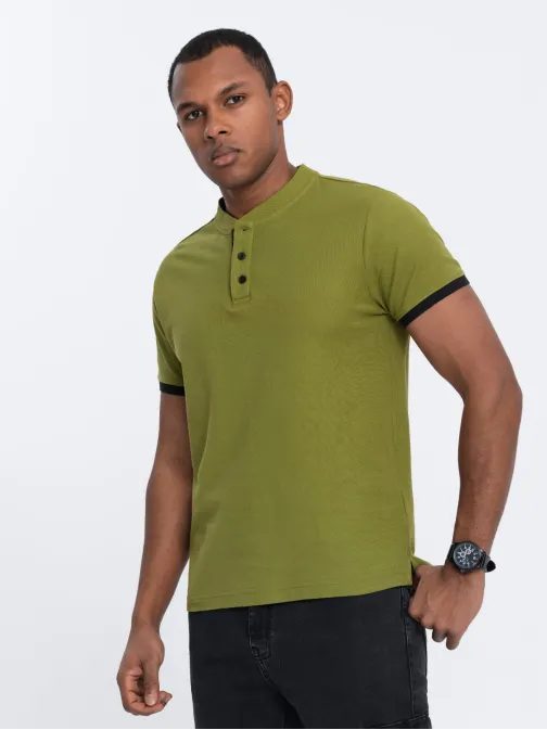 Pohodlná trendy olivová polokošile V6 TSCT-0156