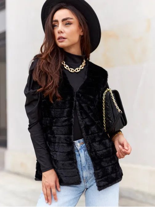 Módní černá dámská vesta VLR008
