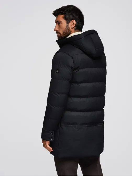 Nadčasová prošívaná černá pánská parka V1 JALJ-0264