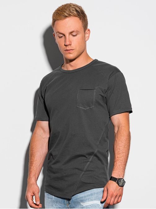 Trendové tmavě šedé tričko s prošíváním S1384