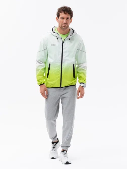 Sportovní bunda s ombre efektem - bílozelená V1 om-janp-0104