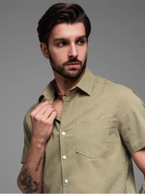 Pánská košile Casual olive V6 shss-0167