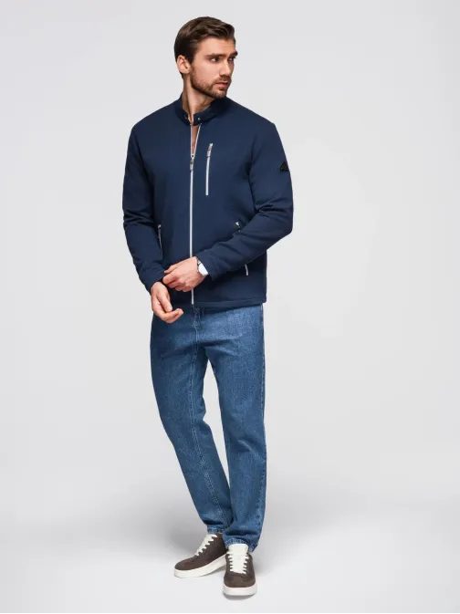 Tmavě modrá pánská bunda se stojáčkem V1 JANP-0229