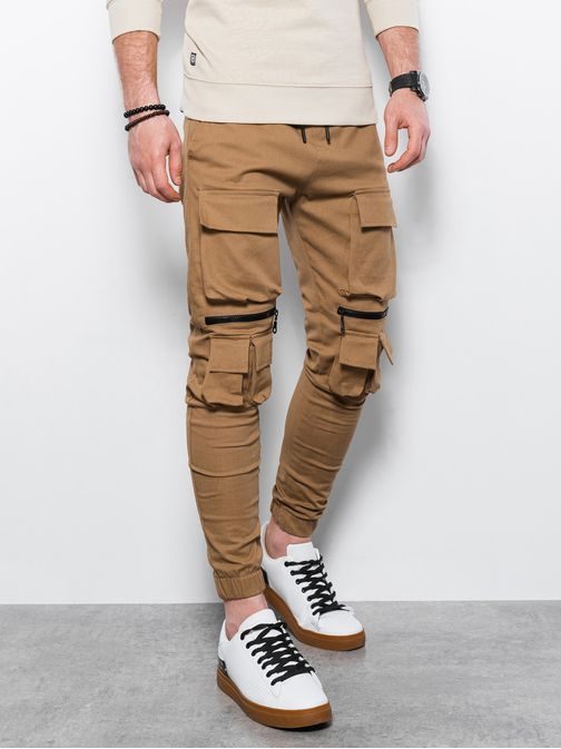 Stylové kamelové jogger kalhoty P995