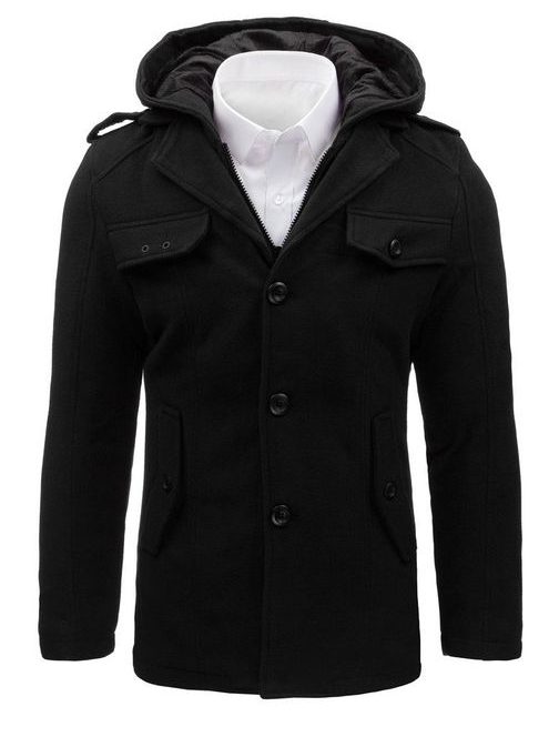 Jedinečný černý kabát s kapucí