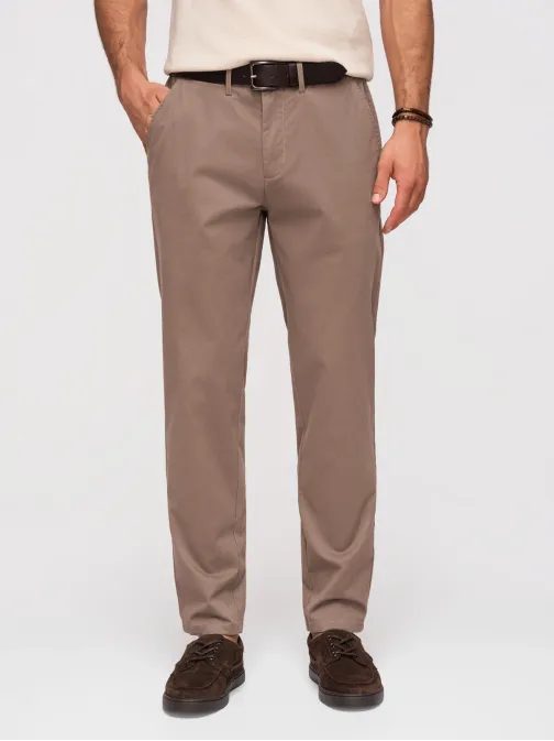 Pánské hnědé chinos kalhoty V1 PACP-0293