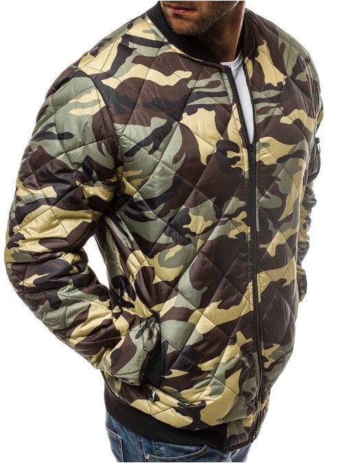 Krásná prošívaná khaki maskáčová bomber bunda JS/MY08