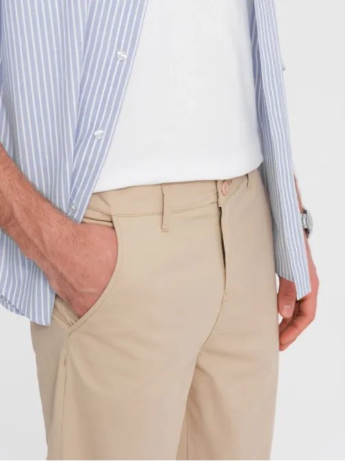 Pískové chinos kraťasy s lemem V10 W421