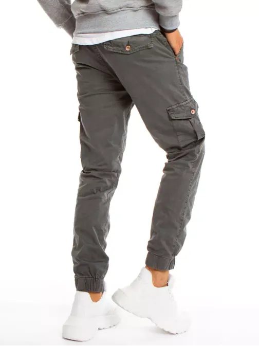 Trendové kapsáčové kalhoty v šedé barvě