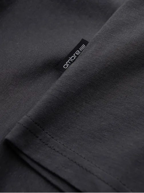 Bavlněné pánské grafitové tričko s výstřihem do V V3-TSBS-0145