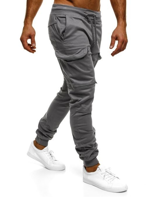 Šedé trendy jogger kalhoty ATHLETIC 475