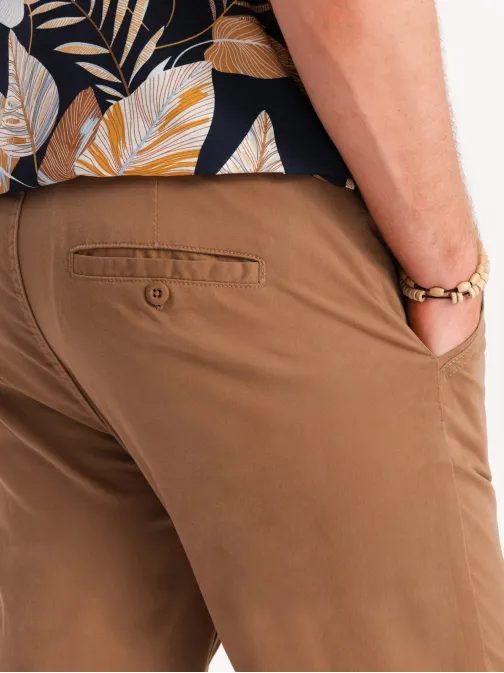 Hnědé chinos kalhoty s ozdobným pasemV4 PACP-0118