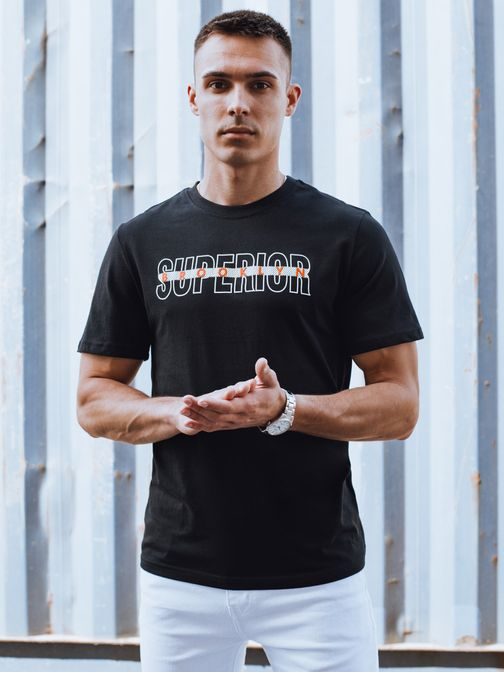 Moderní černé tričko s trendy nápisem