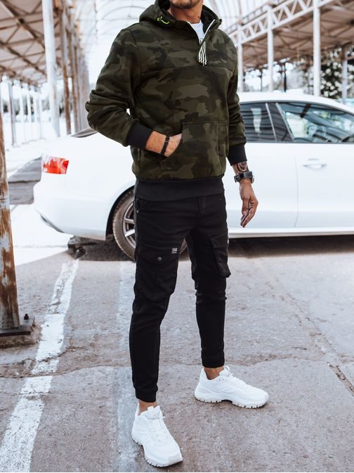 Originální pánská zelená maskáčová mikina