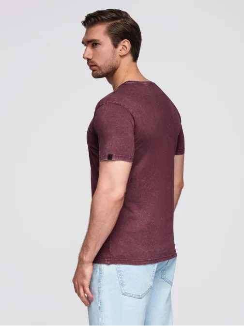 Pánské vínové tričko se sepraným vzorem V3 TSWT-0116