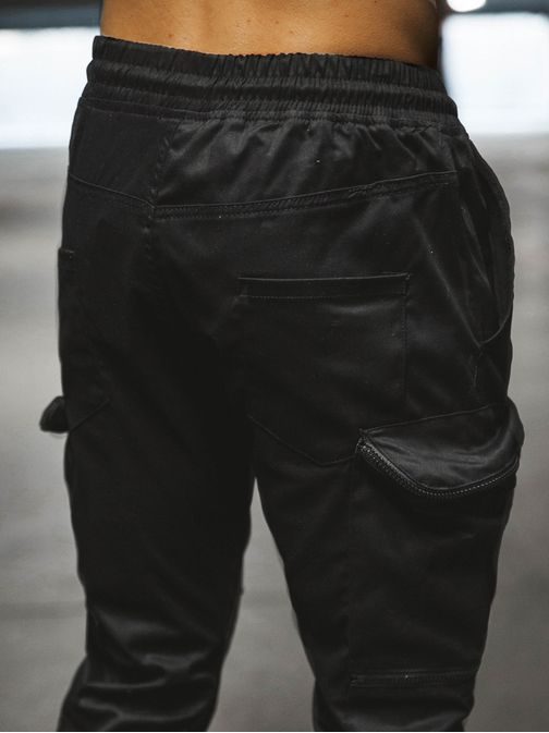 Moderní černé pánské jogger kalhoty O/475