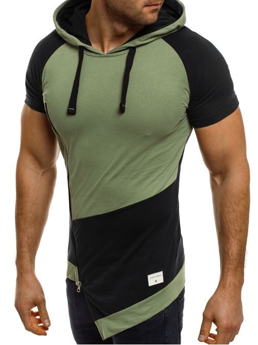 Zelené delší módní tričko s kapucí ATHLETIC 1102