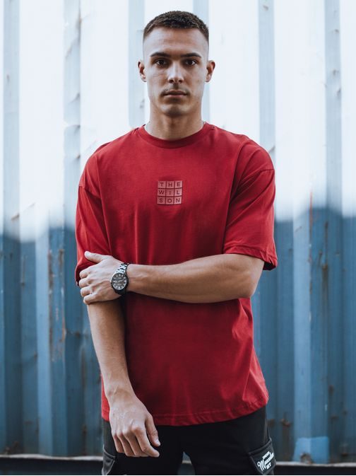 Moderní bordó tričko s originálním nápisem