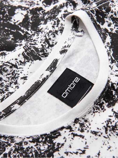 Jedinečné bílo-černé bavlněné tričko V2 TSFP-0223