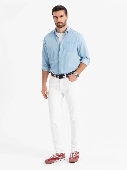 Módní světle modrá pánská košile V1 SHDS-0181