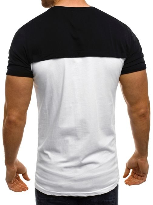 Moderní pánské bílé tričko s černými znaky BREEZY 5T