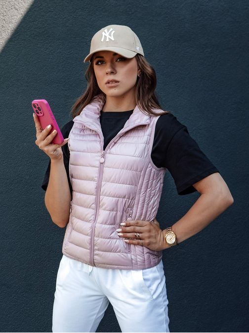 Dámská růžová prošívaná módní vesta Stylishz