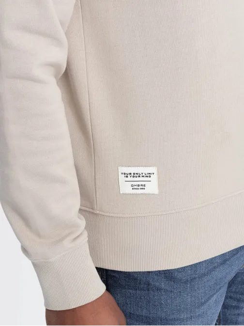 Základní béžová mikina bez kapuce v1 SSBN-0175