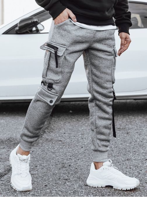 Trendy kapsáčové šedé jogger kalhoty