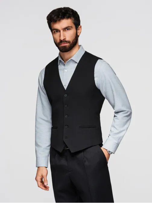 Černá elegantní vesta s úzkým střihem V3 V65